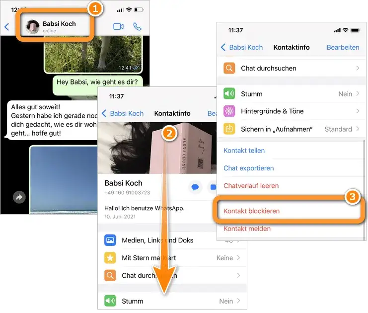 WhatsApp Kontakt löschen Anleitung Screenshot